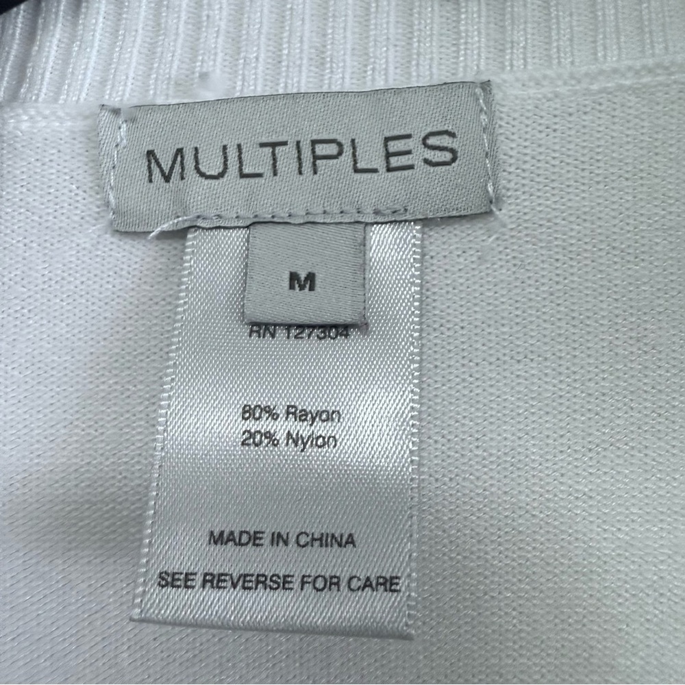 Multiples White Longline Open Front Cardigan Ribbed Trim Button Detail - Picture 6 of 6